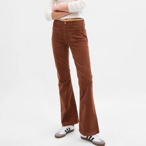 GAP High Rise Corduroy 70s Flare Pants in Sable Brown
